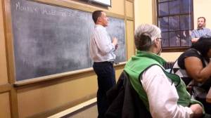 Freedom School organizer Marquis Palmer teaches a class on the Black Panther Party.