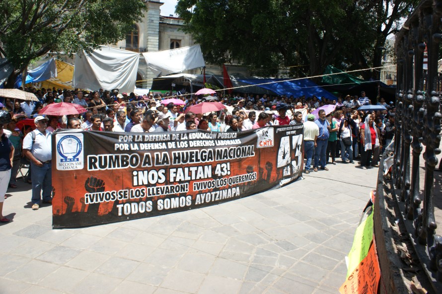 An encampment and protest of teachers, union members and activists with the APPO in Oaxaca City.